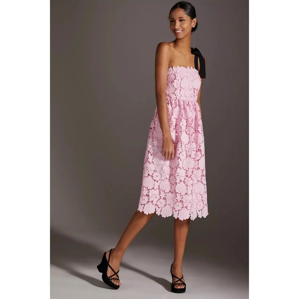 Anthropologie Maeve One-Shoulder Lace Mini Dress